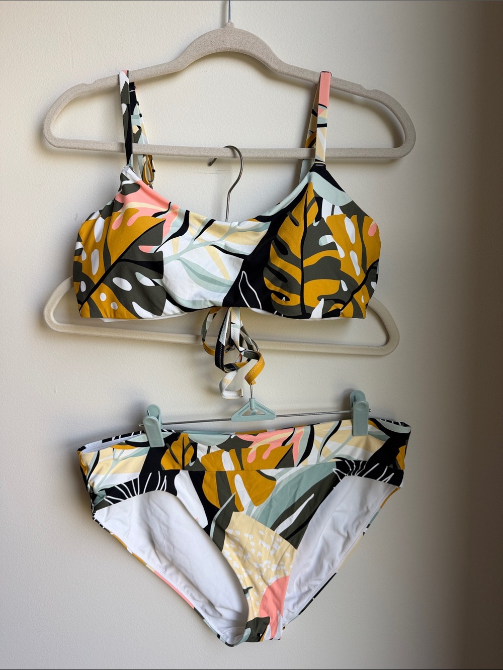 CALIA by Carrie Underwood Tropical Leaf Bikini - Yellow, Pink & Black